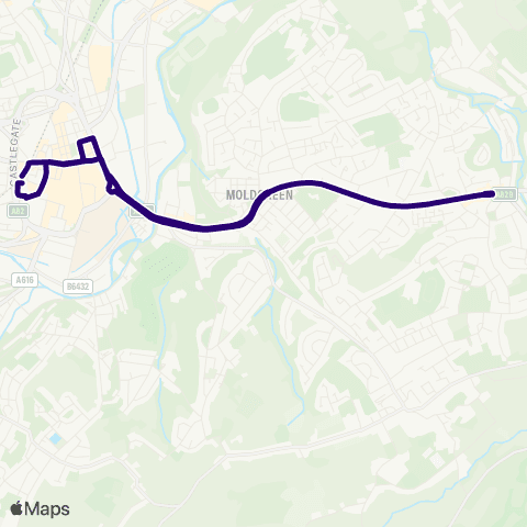 First Halifax Calder Valley & Huddersfield Huddersfield Bus Sta - Huddersfield Bus Sta map