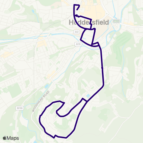 First Halifax Calder Valley & Huddersfield Huddersfield Bus Sta - Huddersfield Bus Sta map