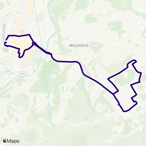 First Halifax Calder Valley & Huddersfield Huddersfield Bus Sta - Huddersfield Bus Sta map