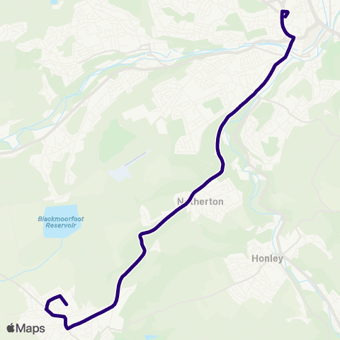 First Halifax Calder Valley & Huddersfield Broadlands Rd - Huddersfield Bus Station map