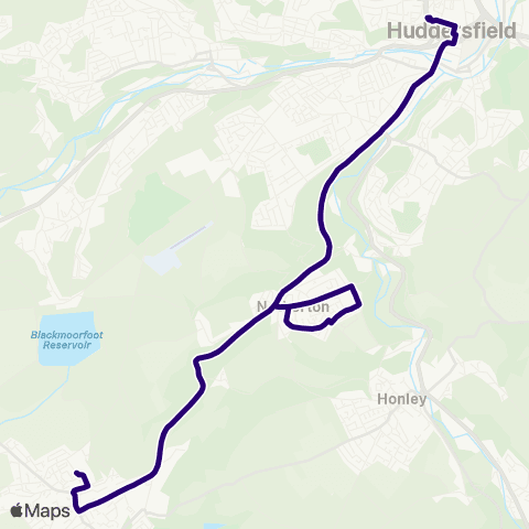 First Halifax Calder Valley & Huddersfield Huddersfield Bus Station - Broadlands Rd map