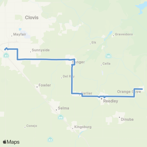 FCRTA Orange Cove Transit map