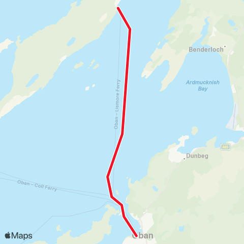 Caledonian MacBrayne Lismore - Oban map
