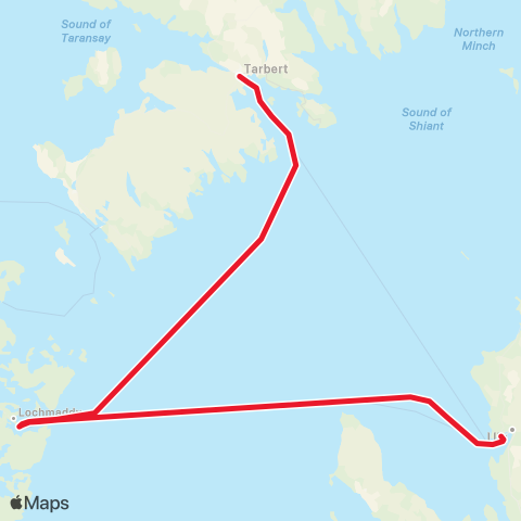 Caledonian MacBrayne Uig Skye - Tarbert map