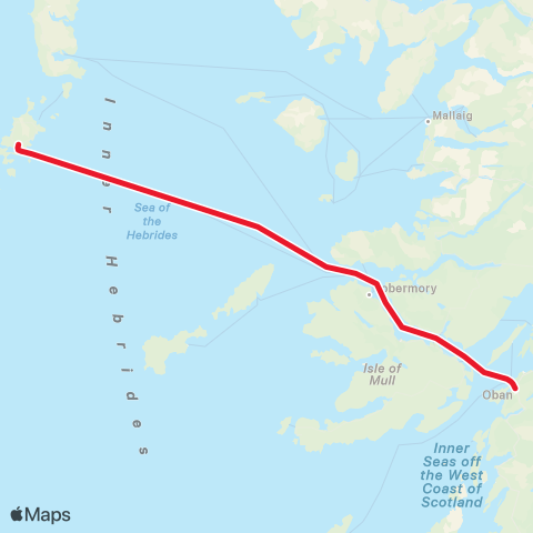 Caledonian MacBrayne Mallaig - Lochboisdail S Uist map