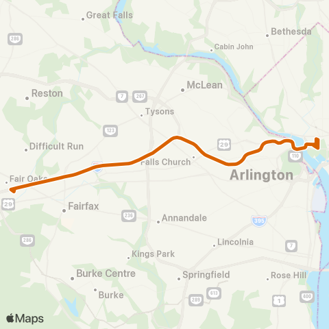 Fairfax Connector Monument Dr - Downtown D.C. map