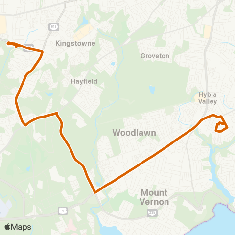 Fairfax Connector Franconia - Mt. Vernon Hosp. map