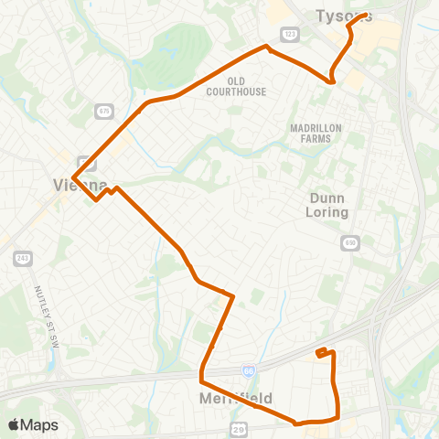 Fairfax Connector Dunn Loring - Tysons map