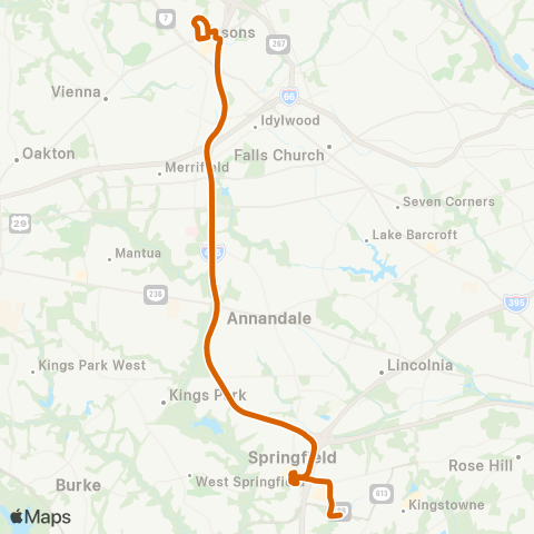 Fairfax Connector Springfield - Tysons map