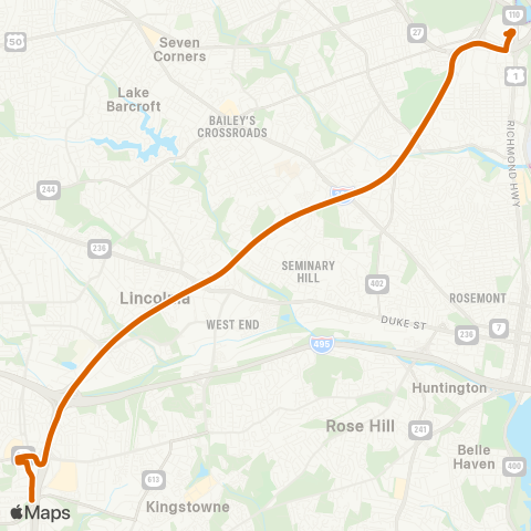 Fairfax Connector Backlick-Pentagon Express map