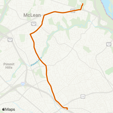 Fairfax Connector East Falls Church - Langley map