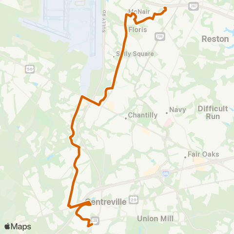 Fairfax Connector Herndon Metro - Centreville map