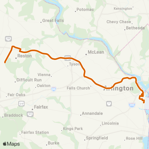 Fairfax Connector Reston S - Pentagon map