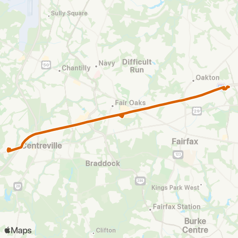 Fairfax Connector Centreville PnR - Vienna map