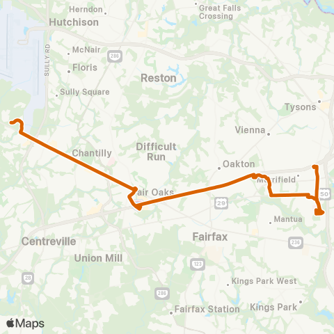 Fairfax Connector Chantilly - Dunn Loring Limited Sto map