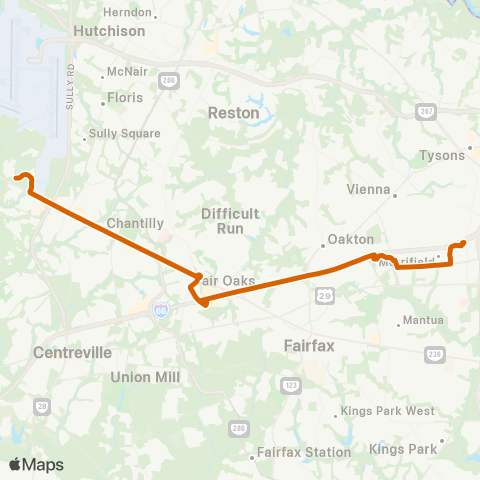Fairfax Connector Chantilly - Dunn Loring Limited Sto map