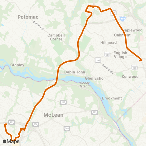 Fairfax Connector Tysons - Bethesda map