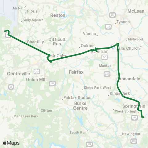 Fairfax Connector Chantilly - Franconia Limited Stop map