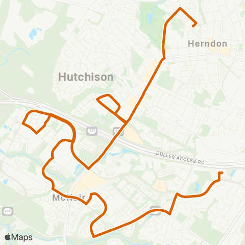 Fairfax Connector Coppermine - Elden - Herndon Metro map