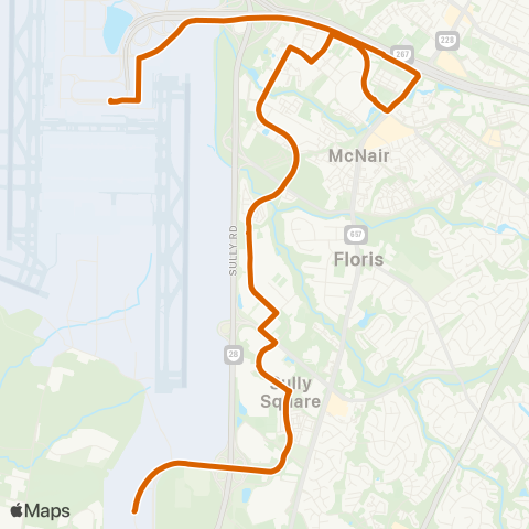 Fairfax Connector Dulles Airport - Udvar Hazy map