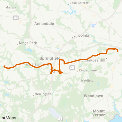 Fairfax Connector Franconia-Rolling Valley Line map