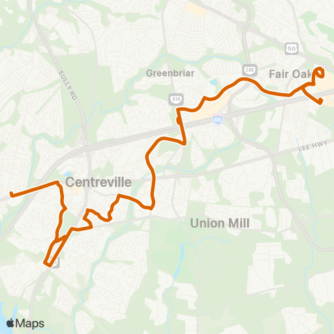 Fairfax Connector Centreville - Monument - map
