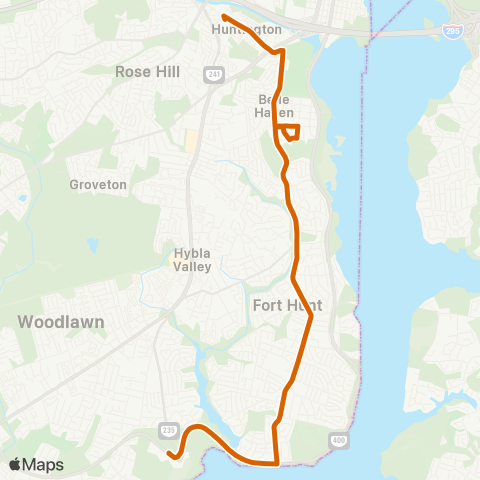 Fairfax Connector Fort Hunt - Mount Vernon map