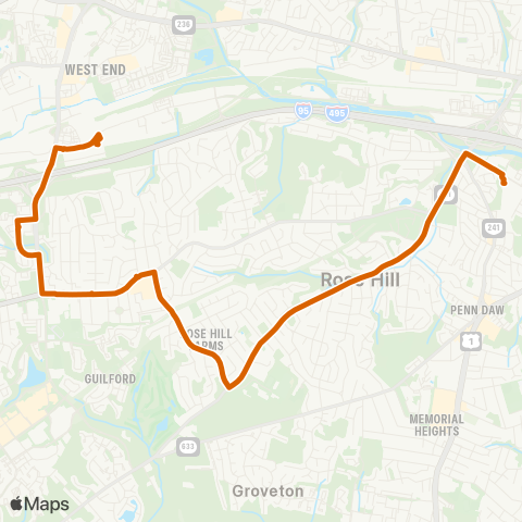 Fairfax Connector Rose Hill map