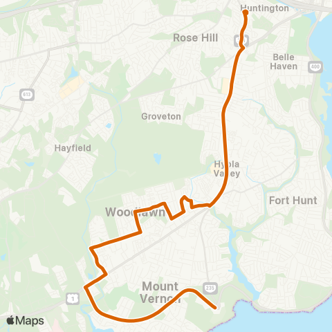 Fairfax Connector Engleside - Mt Vernon map