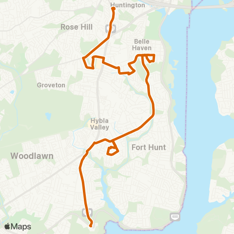 Fairfax Connector Groveton - Mt Vernon map