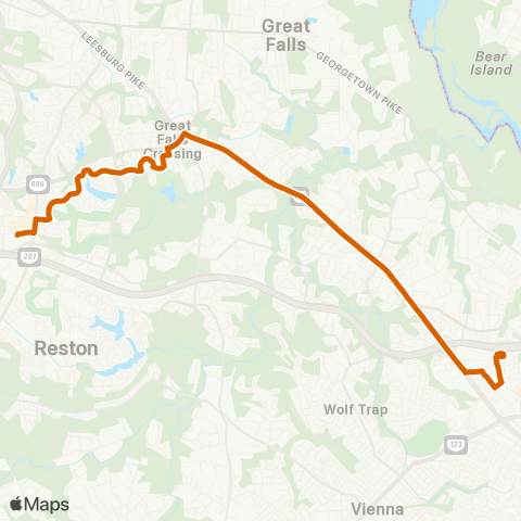 Fairfax Connector Reston Town Center - Tysons map