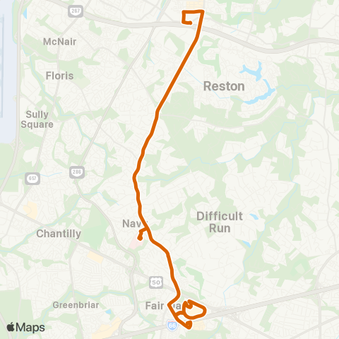 Fairfax Connector Reston - Monument - Fair Oaks Hosp map