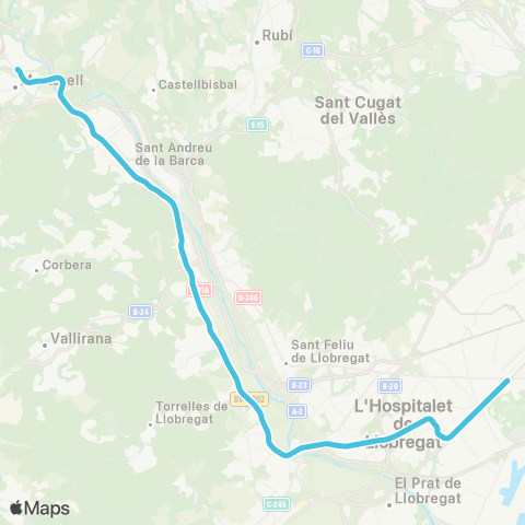 FGC Barcelona Pl. Espanya - Martorell Enllaç map