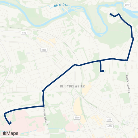 First Aberdeen Aberdeen Royal Infirmary (Stand A) - Turning Circle map