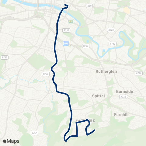 First Greater Glasgow Butterbiggins Road - Mitchell Hill Road map