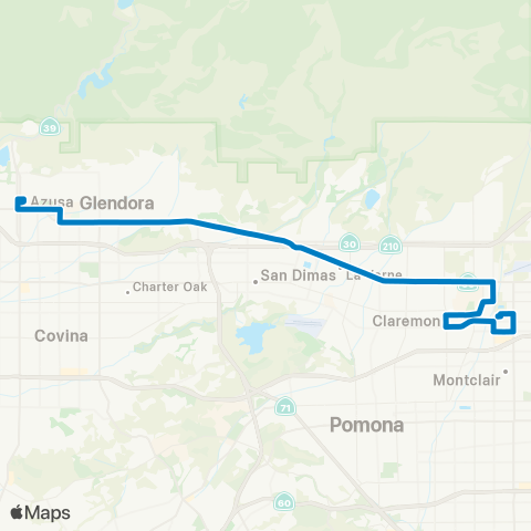 Foothill Transit Azusa-Claremont-Montclair Transit Ctr map