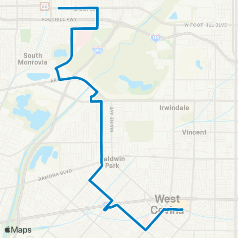 Foothill Transit Duarte - Baldwin Park - West Covina map