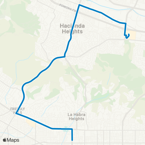 Foothill Transit Puente Hills-Whittier Hospital-La Habra map