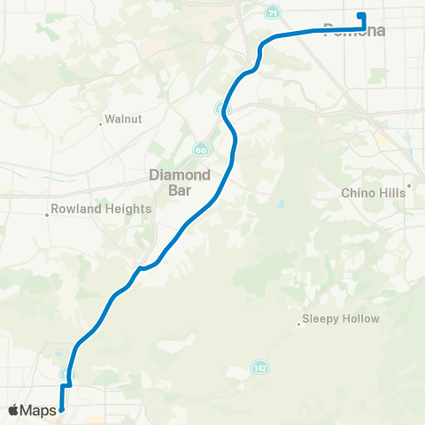 Foothill Transit Pomona - Diamond Bar - Brea Mall map