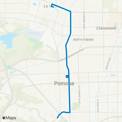 Foothill Transit La Verne - Pomona via Garey Ave map