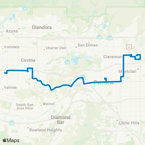 Foothill Transit West Covina-Pomona-Montclair Transit Ctr map