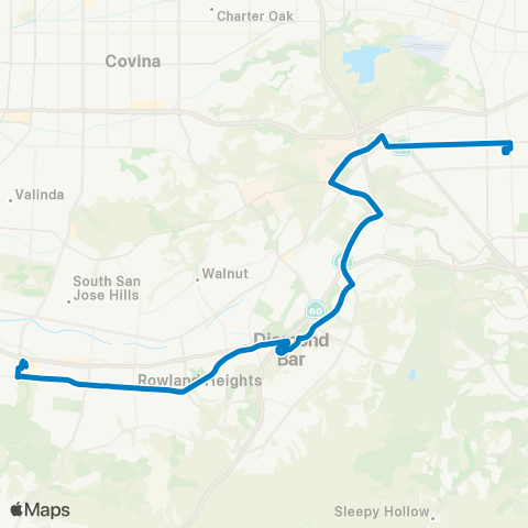 Foothill Transit Pomona-Rowland Heights-Puente Hills Mall map