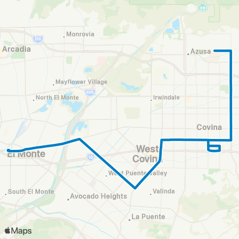 Foothill Transit Glendora-West Covina-El Monte Station map