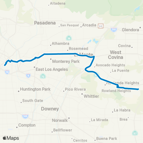 Foothill Transit Express-Rowland Hts-Puente Hills-DTLA map