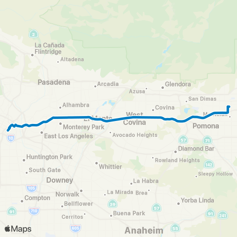 Foothill Transit Express - Montclair - Fairplex - DTLA map