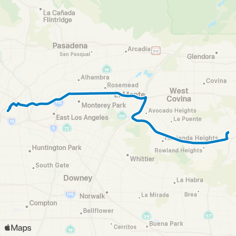 Foothill Transit Express - Industry Park N Ride - DTLA map