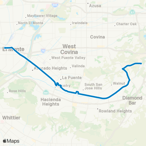 Foothill Transit Pomona - Industry - La Puente - El Monte map
