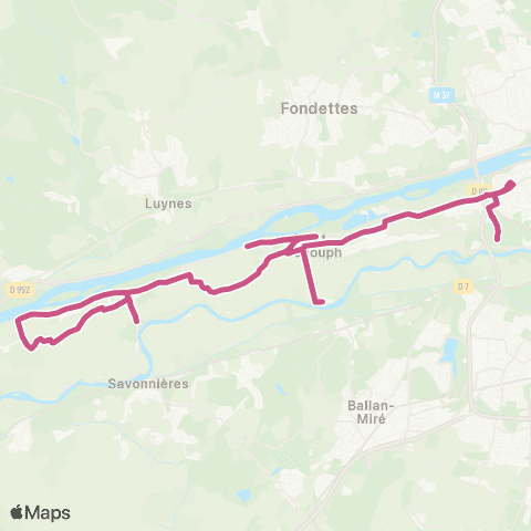 Fil bleu Zone Berthenay / St Genouph - La Riche Ctre / Soleil map