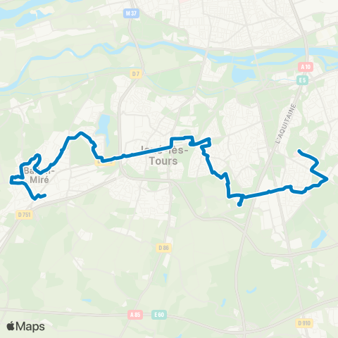 Fil bleu Ballan Gare - CHU Trousseau map