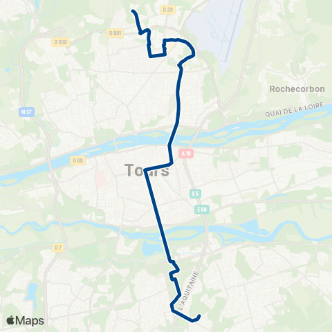 Fil bleu Les Douets - CHU Trousseau map